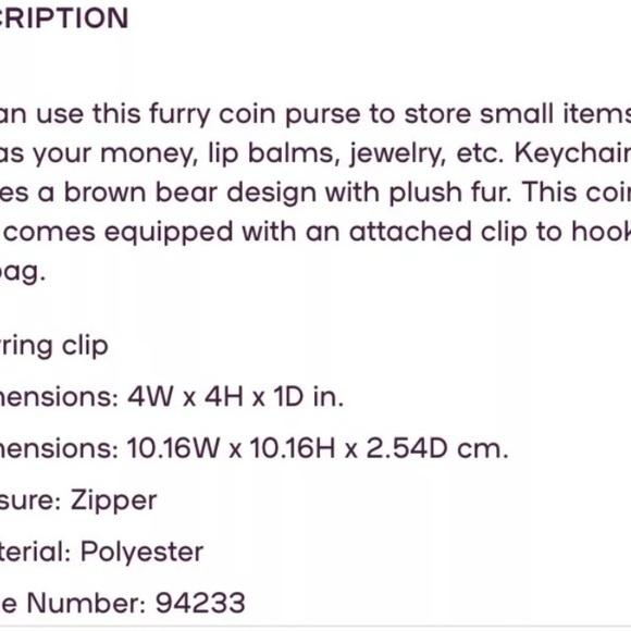 Claire’s Teddy Bear Keychain with Clip - Picture 3 of 3